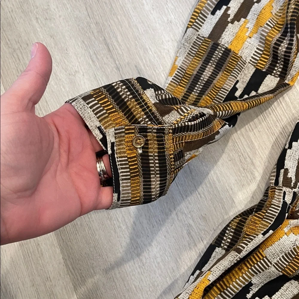 Michael Kors Brown and Yellow Striped Blouse XL